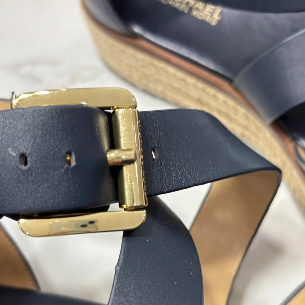 MICHAEL Michael Kors Navy Leather Espadrille Platform Sandal